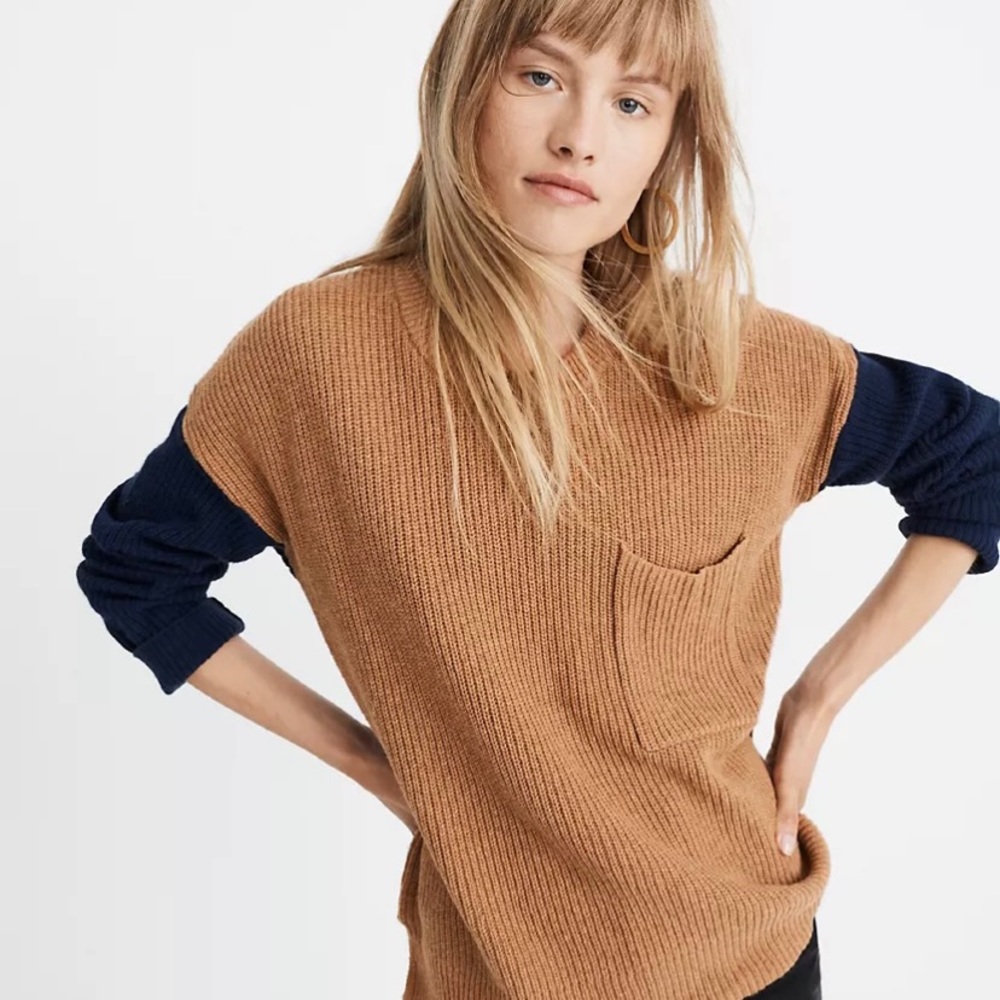 Madewell Pocket Pullover Sweater in Colorblock